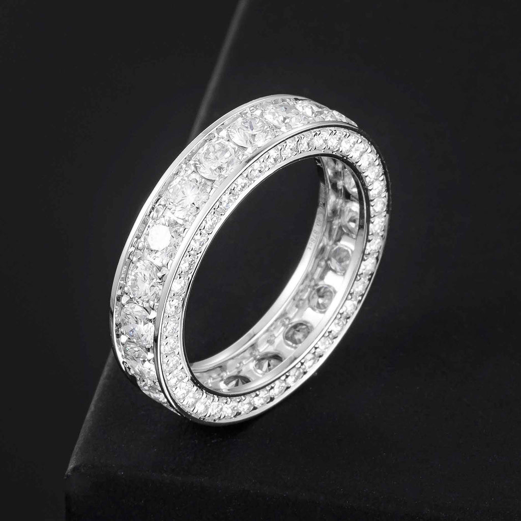 2.62ctw Round 3 Pave Diamond Lab Grown Diamond Eternity Ring in 14k White Gold