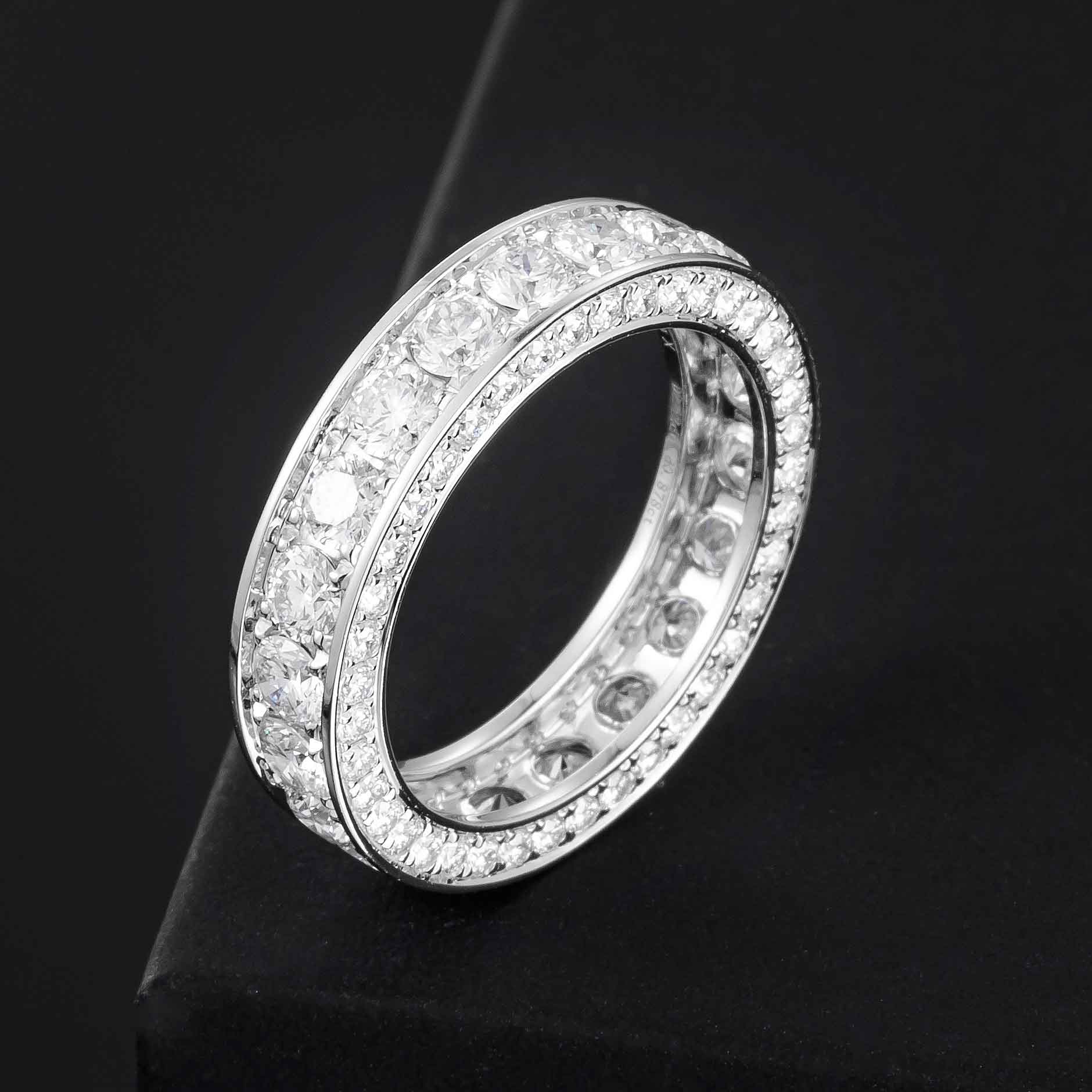 2.62ctw Round 3 Pave Diamond Lab Grown Diamond Eternity Ring in 14k White Gold