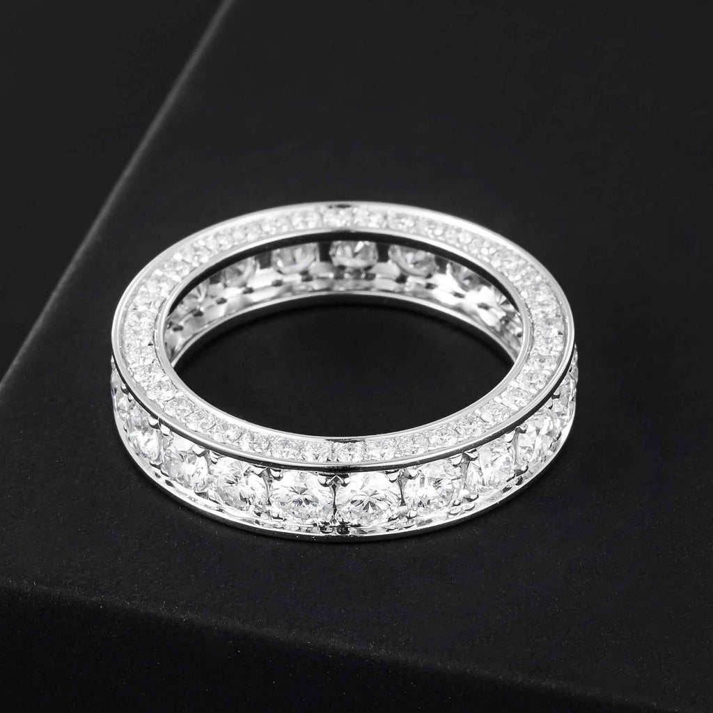 2.62ctw Round 3 Pave Diamond Lab Grown Diamond Eternity Ring in 14k White Gold