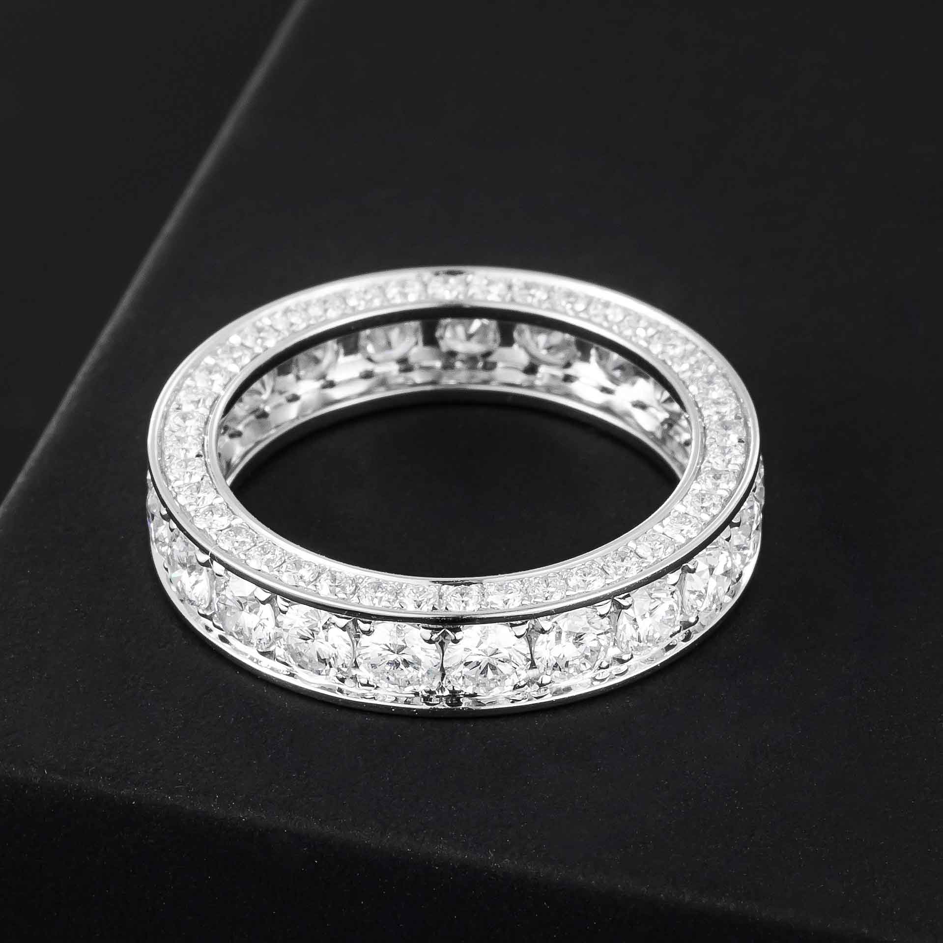 2.62ctw Round 3 Pave Diamond Lab Grown Diamond Eternity Ring in 14k White Gold