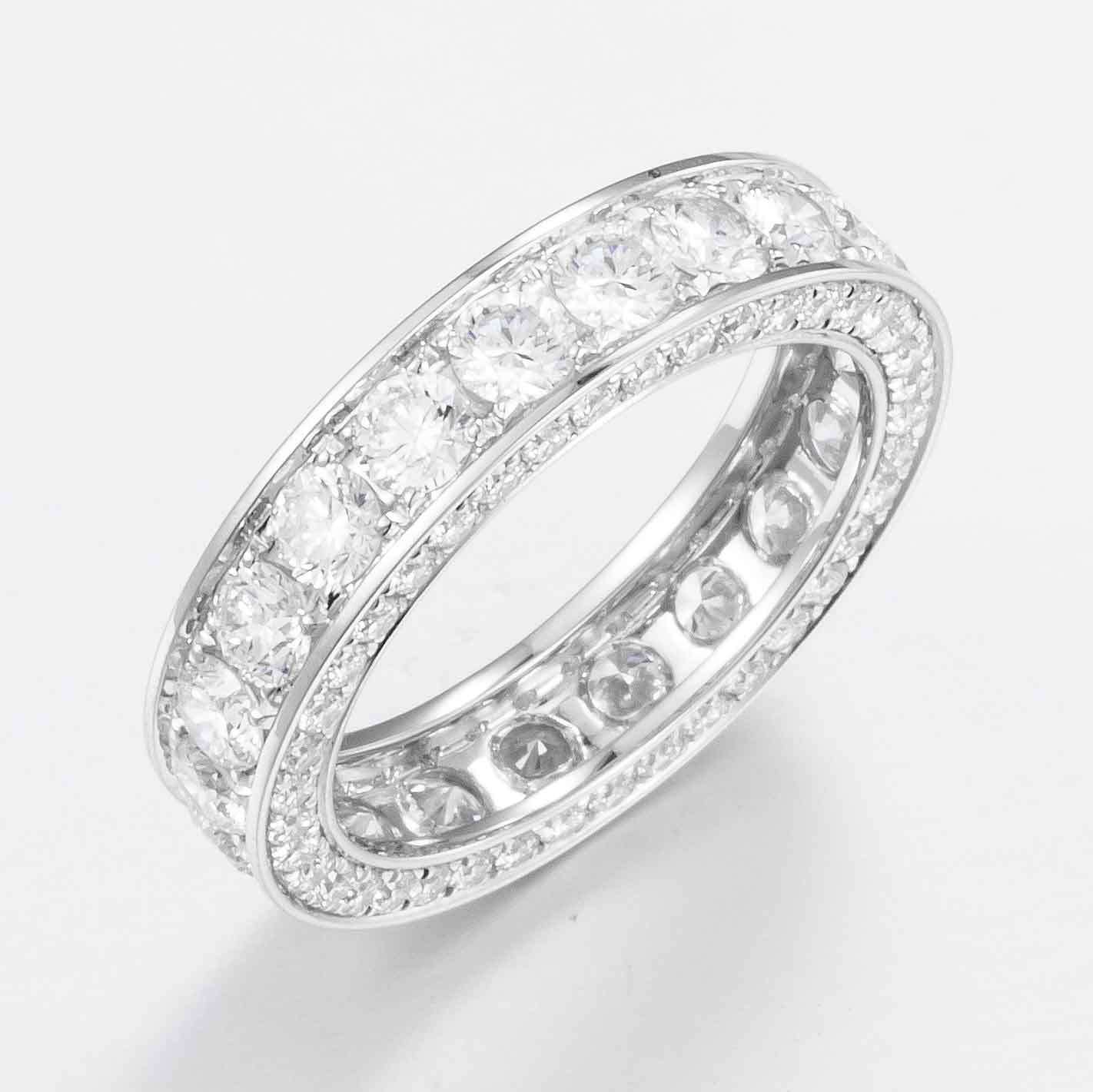 2.62ctw Round 3 Pave Diamond Lab Grown Diamond Eternity Ring in 14k White Gold