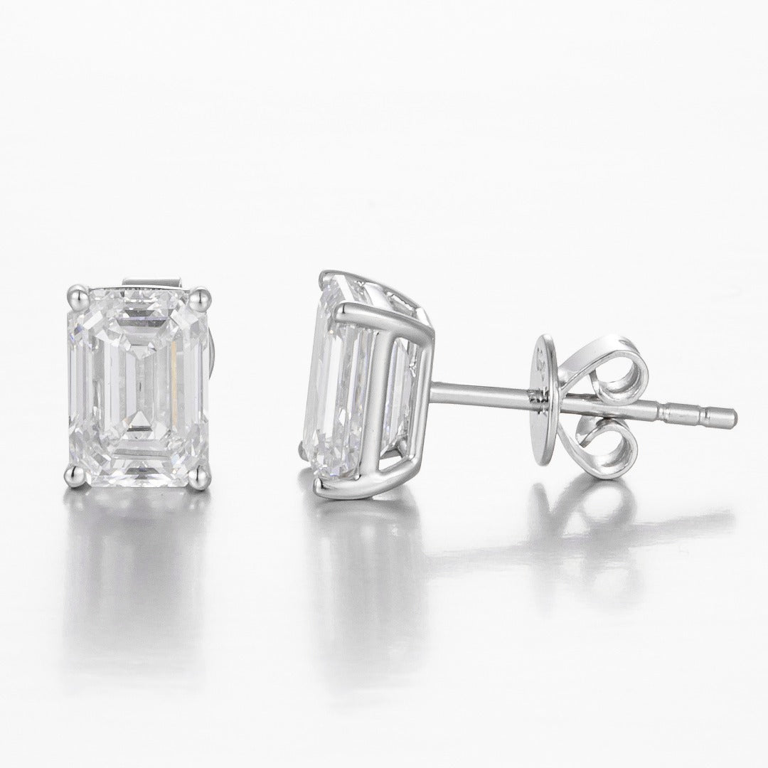 1 ctw Emerald Lab Grown Diamond Earstuds in 14k white gold (Pair)