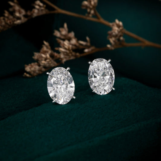 1CTW Oval Lab Grown Diamonds Earstuds in 14k white gold (Pair)