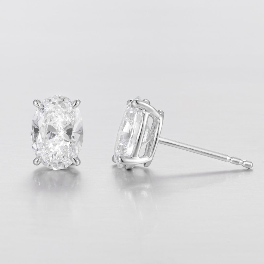 1CTW Oval Lab Grown Diamonds Earstuds in 14k white gold (Pair)