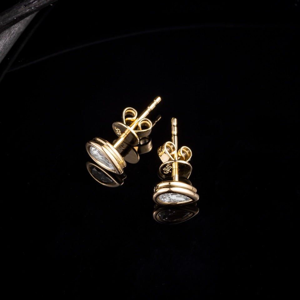 1 ctw Bezel Pear Cut Lab Grown Diamonds Earstuds(Pair) in 14k Yellow Gold