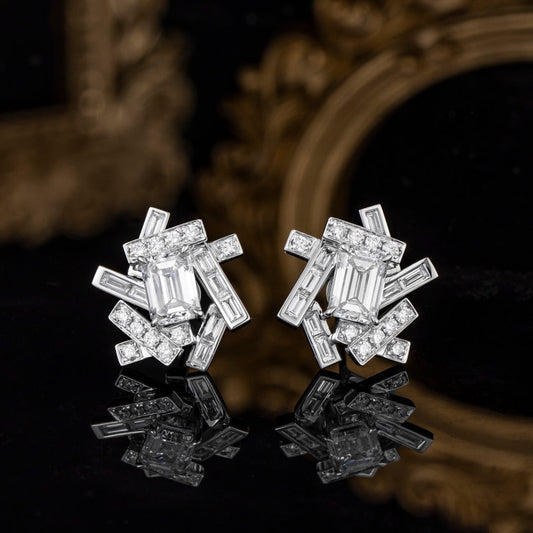 1 1/2 ctwEmerald Lab Grown Diamond Earstuds (Pair) in 14k White Gold
