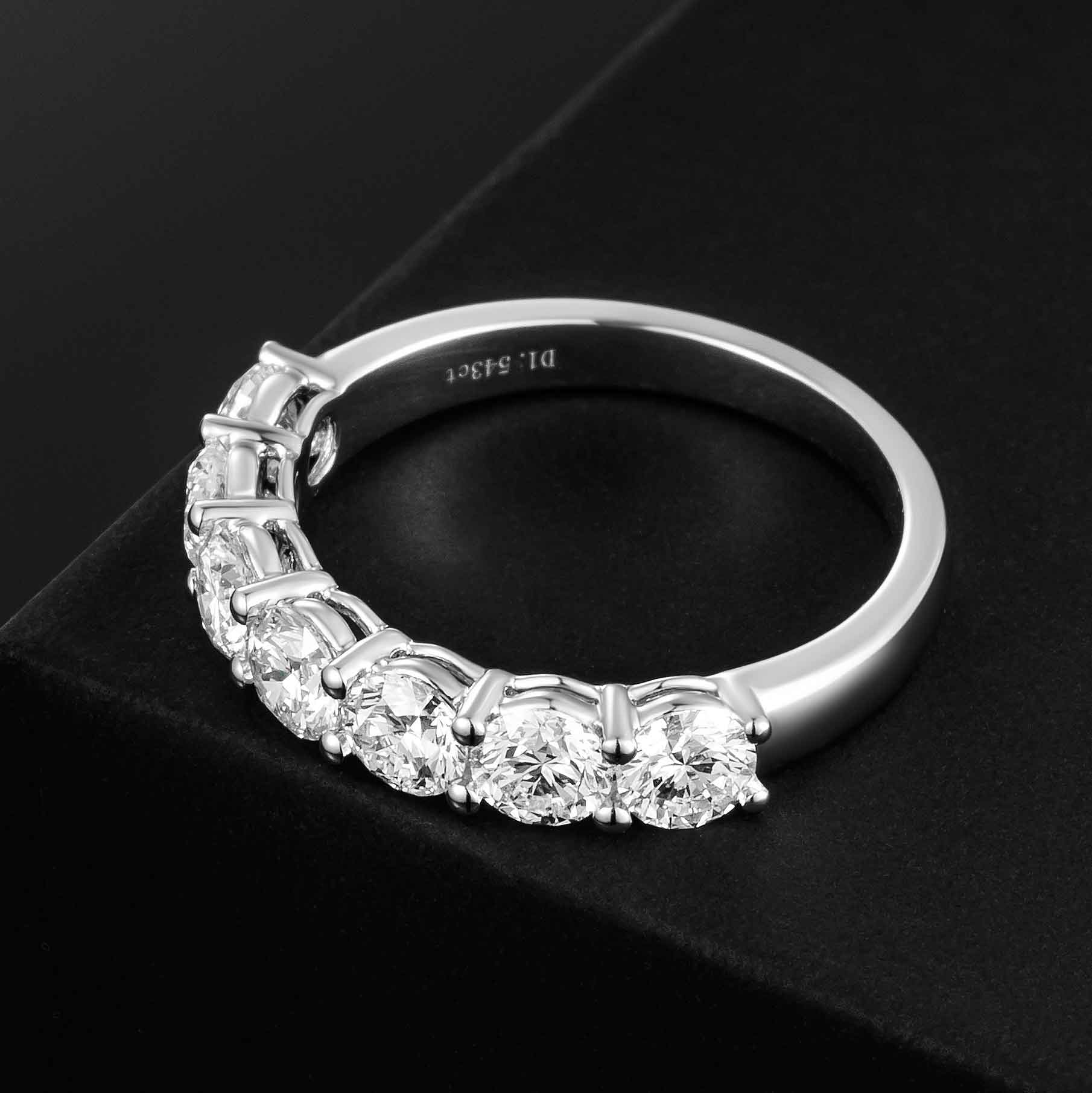 1.543ctw Round Cut Lab Grown Diamond 4prongs Half Eternity Ring in 14k White Gold