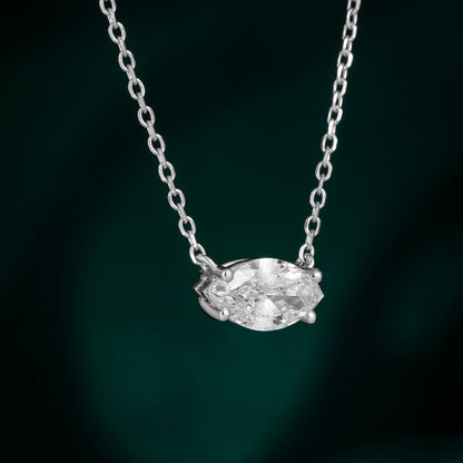 1 ct Marquise Lab Grown Diamond Necklace 16-18 Inch in 14k White Gold