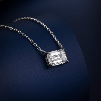 1 carat Emerald Cut Lab Diamond East-West Pendant