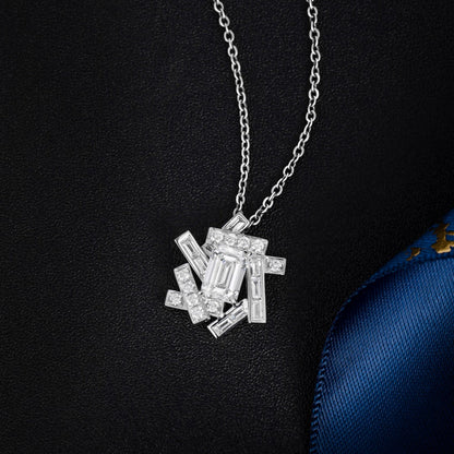 1.48ct.tw Emerald Baguette Cluster Lab Grown Diamond Pendant in Platinum