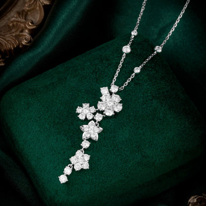 2 1/2 ct.tw Wild Flower Lab Grown Diamond Cluster Necklace 16-18 Inch in 14k White Gold