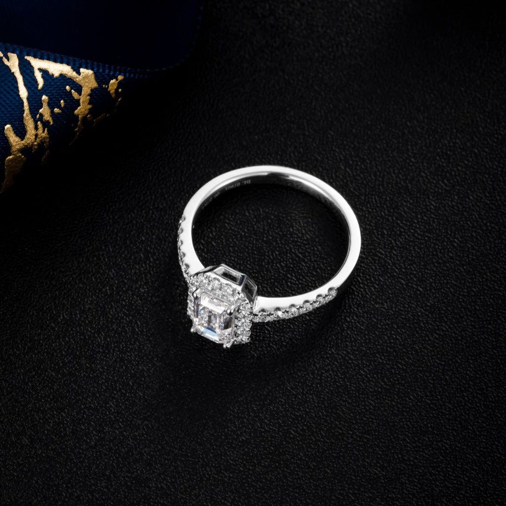 1 ct Emerald Halo Lab Grown Diamond Engagement Ring in Platinum
