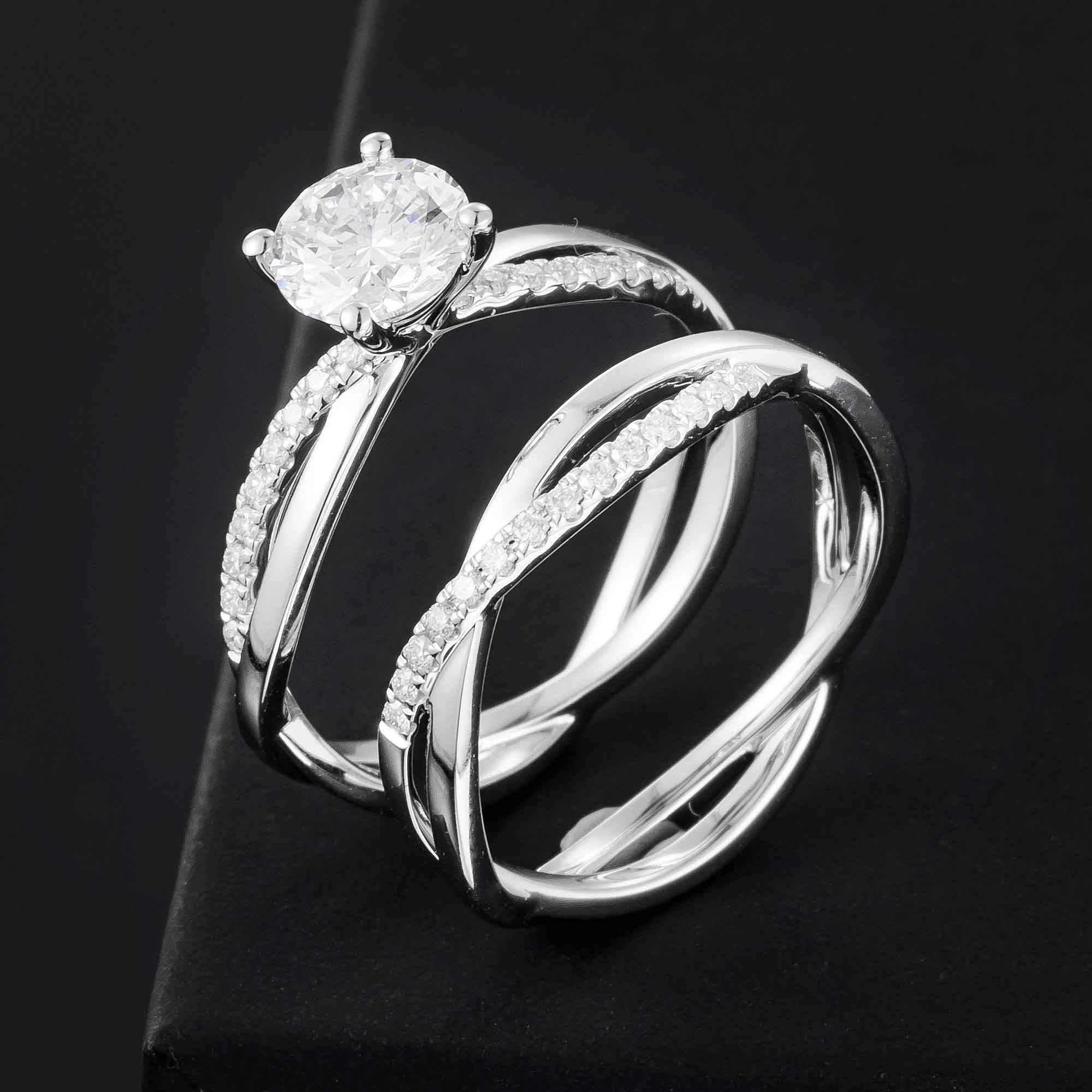 1 ct Round Petite Twist Diamond Engagement Ring in 14K White Gold