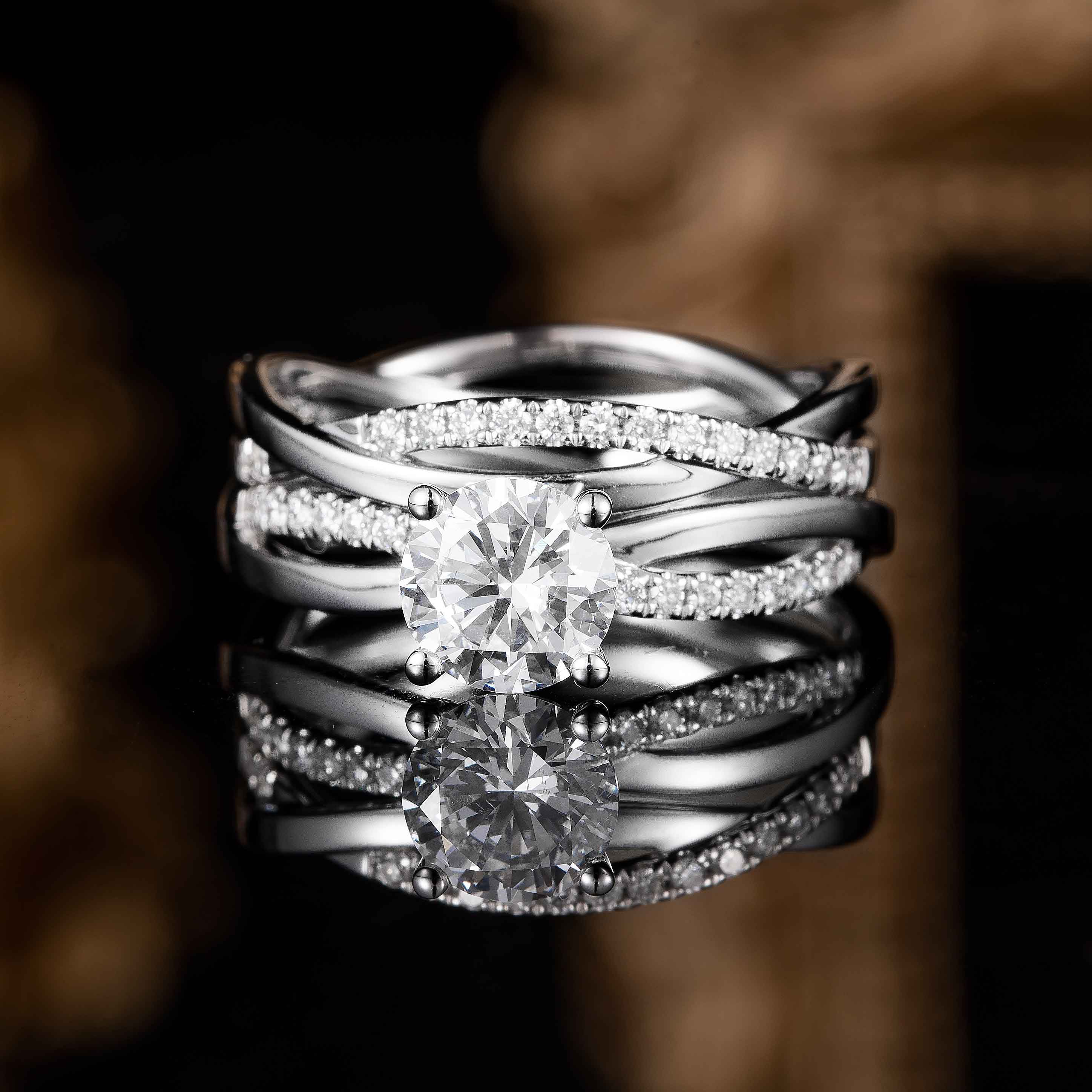 1 ct Round Petite Twist Diamond Engagement Ring in 14K White Gold