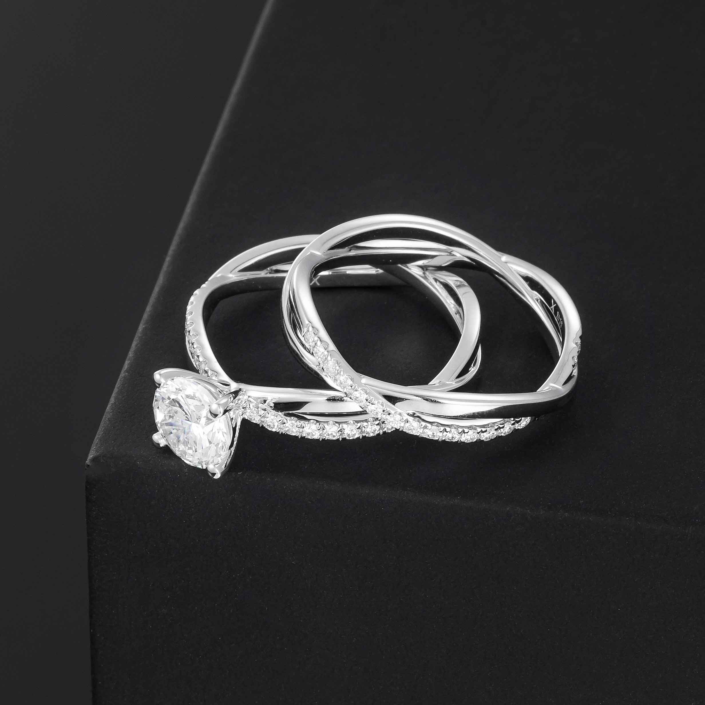 1 ct Round Petite Twist Diamond Engagement Ring in 14K White Gold