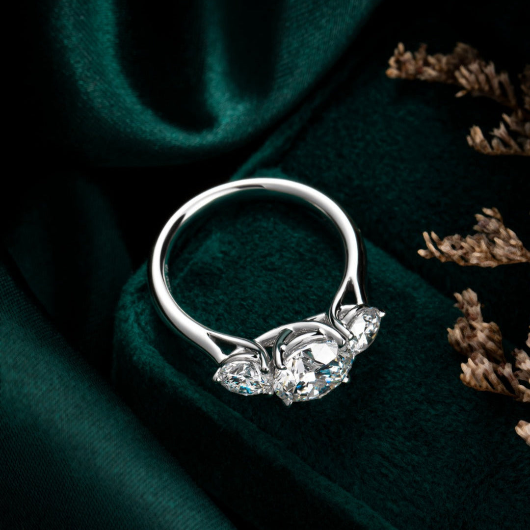 1ct Three Stone Round Lab Grown Diamond Engagement Ring in Platinum