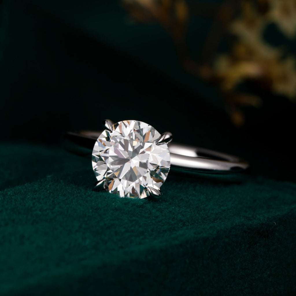2 ct Round 4 prongs Hidden Circlet Lab Grown Diamond Engagement Ring in Platinum