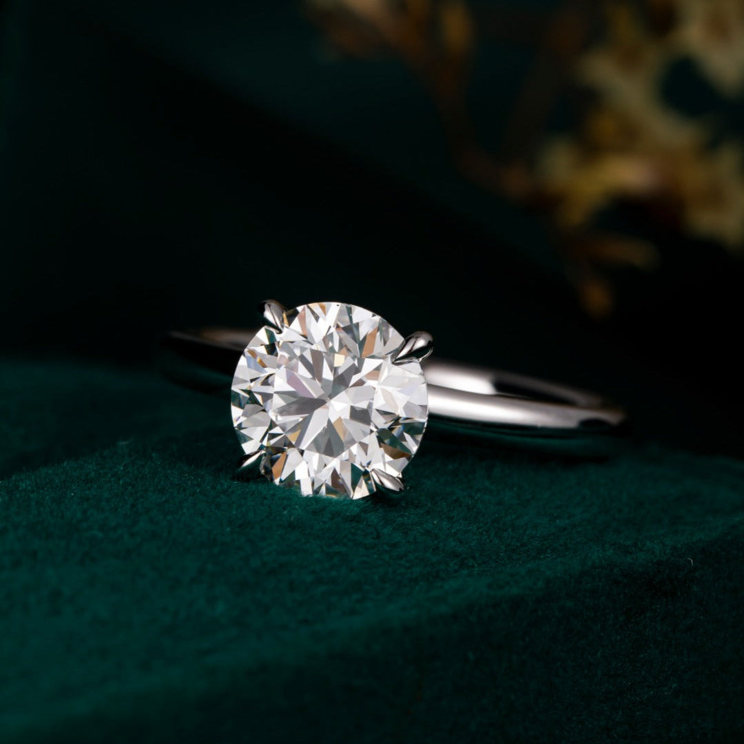 2 ct Round 4 prongs Hidden Circlet Lab Grown Diamond Engagement Ring in Platinum