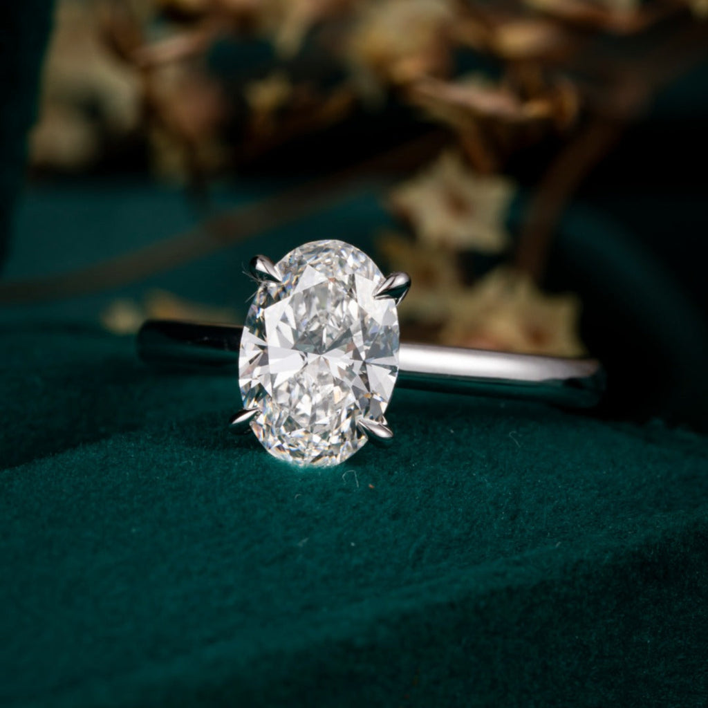 1.5 ct Oval Hidden Circlet Lab Grown Diamond Ring in Platinum