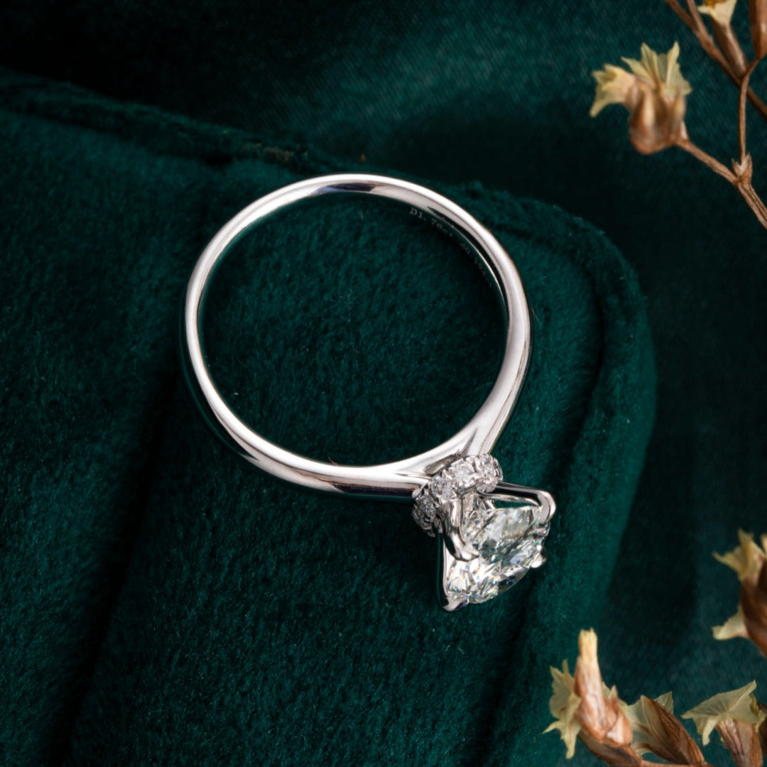 1.5 ct Oval Hidden Circlet Lab Grown Diamond Ring in Platinum