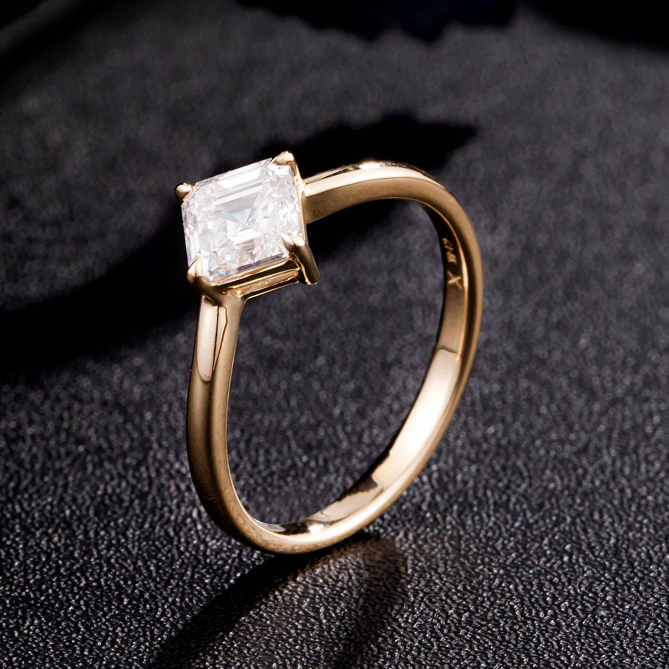 1 ct Asscher cut Lab Grown Diamond Engagement Ring in 14k Yellow Gold