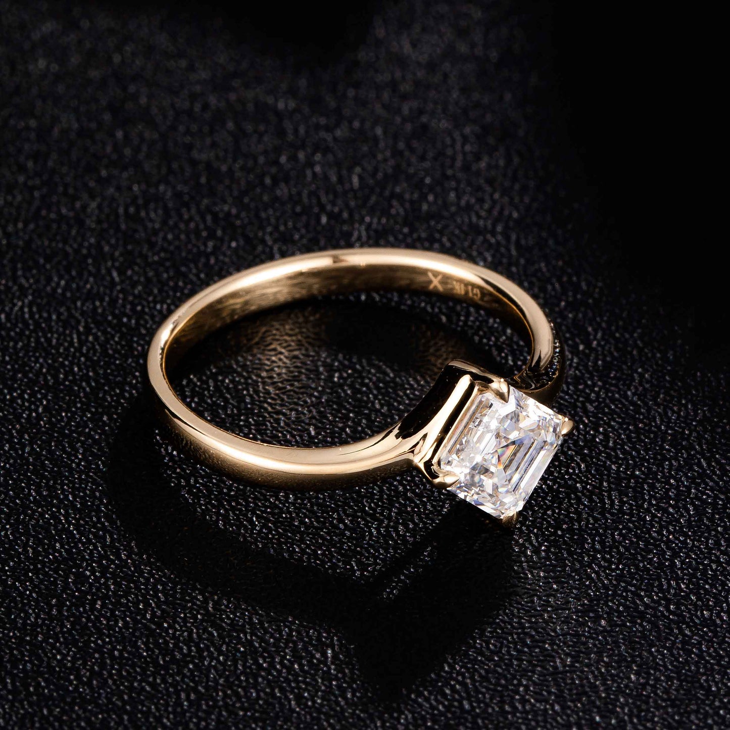 1 ct Asscher cut Lab Grown Diamond Engagement Ring in 14k Yellow Gold