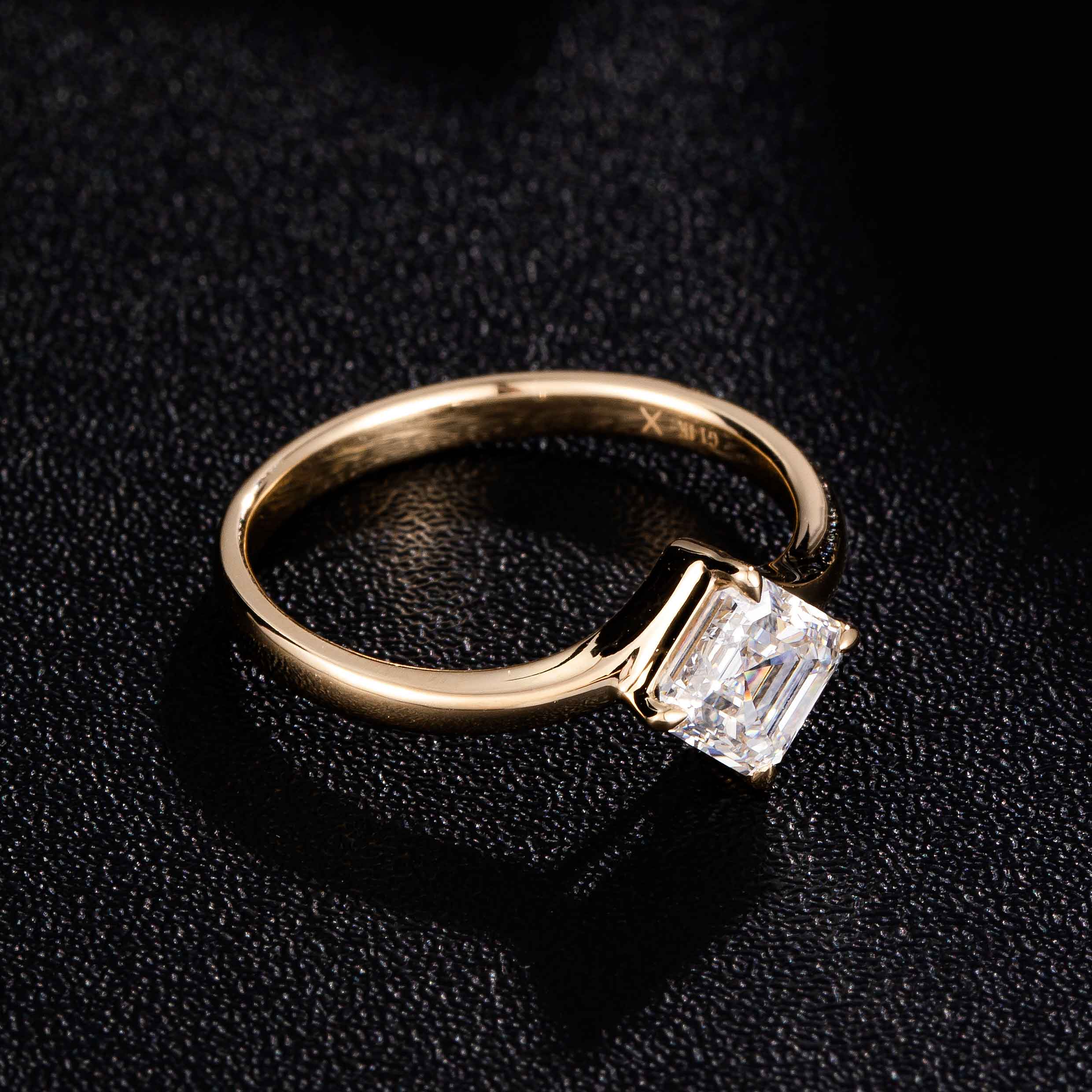 1 ct Asscher cut Lab Grown Diamond Engagement Ring in 14k Yellow Gold