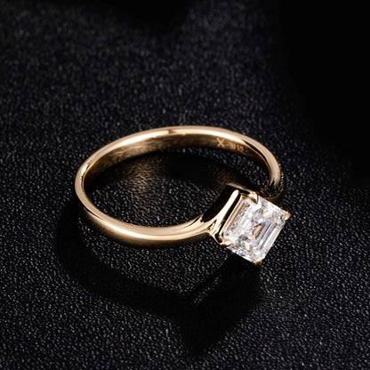 1 ct Asscher cut Lab Grown Diamond Engagement Ring in 14k Yellow Gold