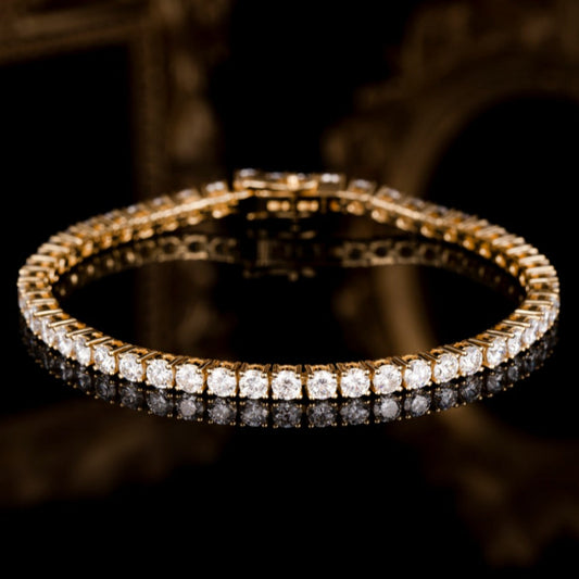 5ct.tw Round 4 prongs Lab Grown Diamond Tennis Bracelet 6-7.5 Inch in 18k Yellow Gold