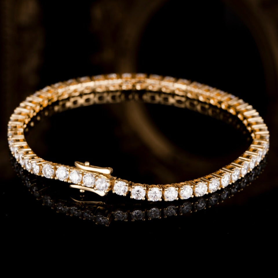 5ct.tw Round 4 prongs Lab Grown Diamond Tennis Bracelet 6-7.5 Inch in 18k Yellow Gold
