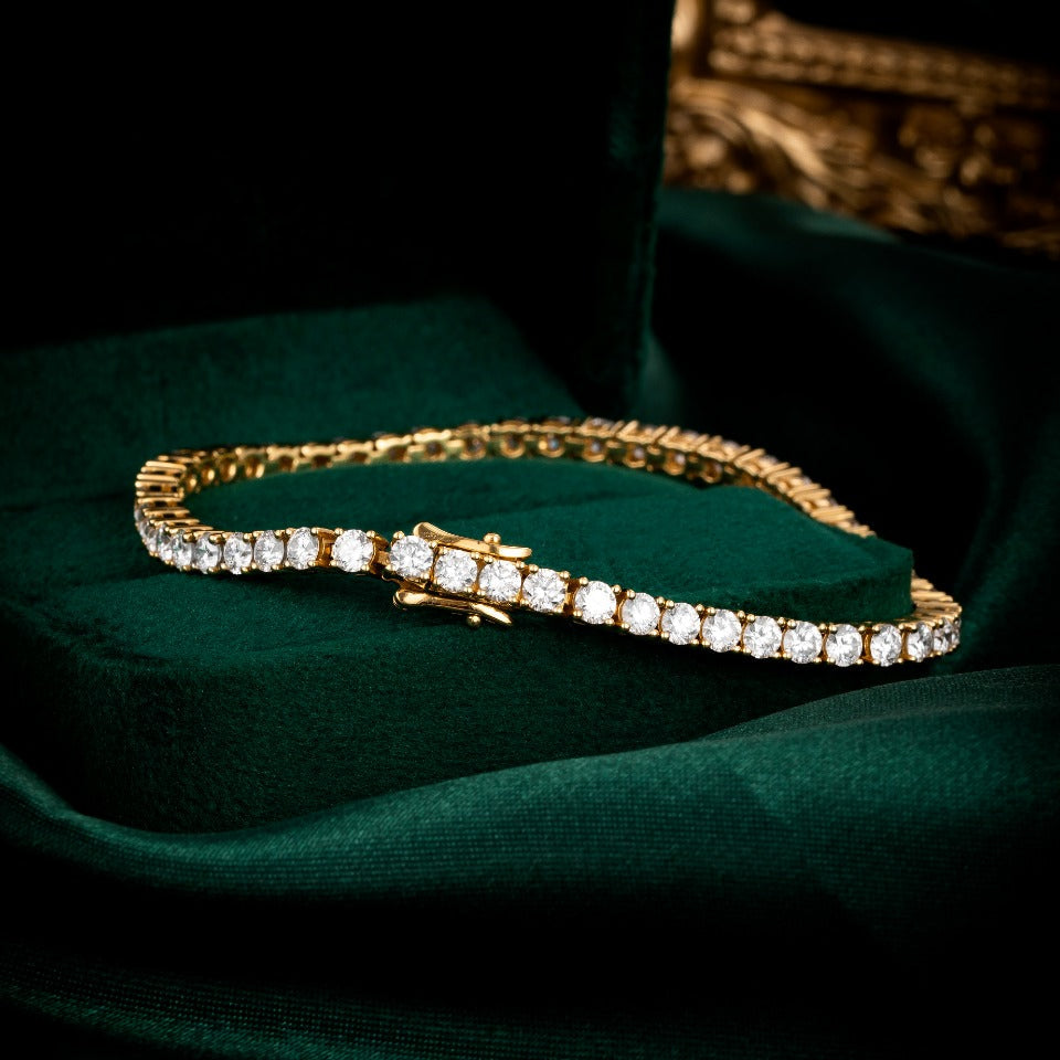 5ct.tw Round 4 prongs Lab Grown Diamond Tennis Bracelet 6-7.5 Inch in 18k Yellow Gold