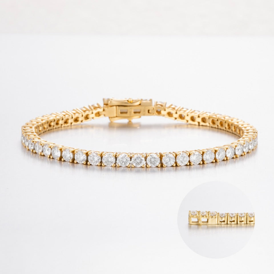 5ct.tw Round 4 prongs Lab Grown Diamond Tennis Bracelet 6-7.5 Inch in 18k Yellow Gold