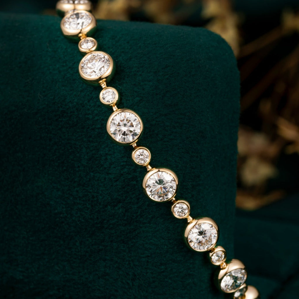 5.716 ct.tw Bubble Lab Grown Diamond Tennis Bracelet 6-7.5 Inch in 14k Yellow Gold