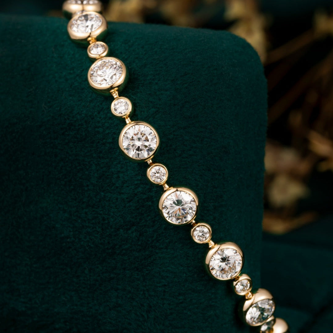 5.716 ct.tw Bubble Lab Grown Diamond Tennis Bracelet 6-7.5 Inch in 14k Yellow Gold