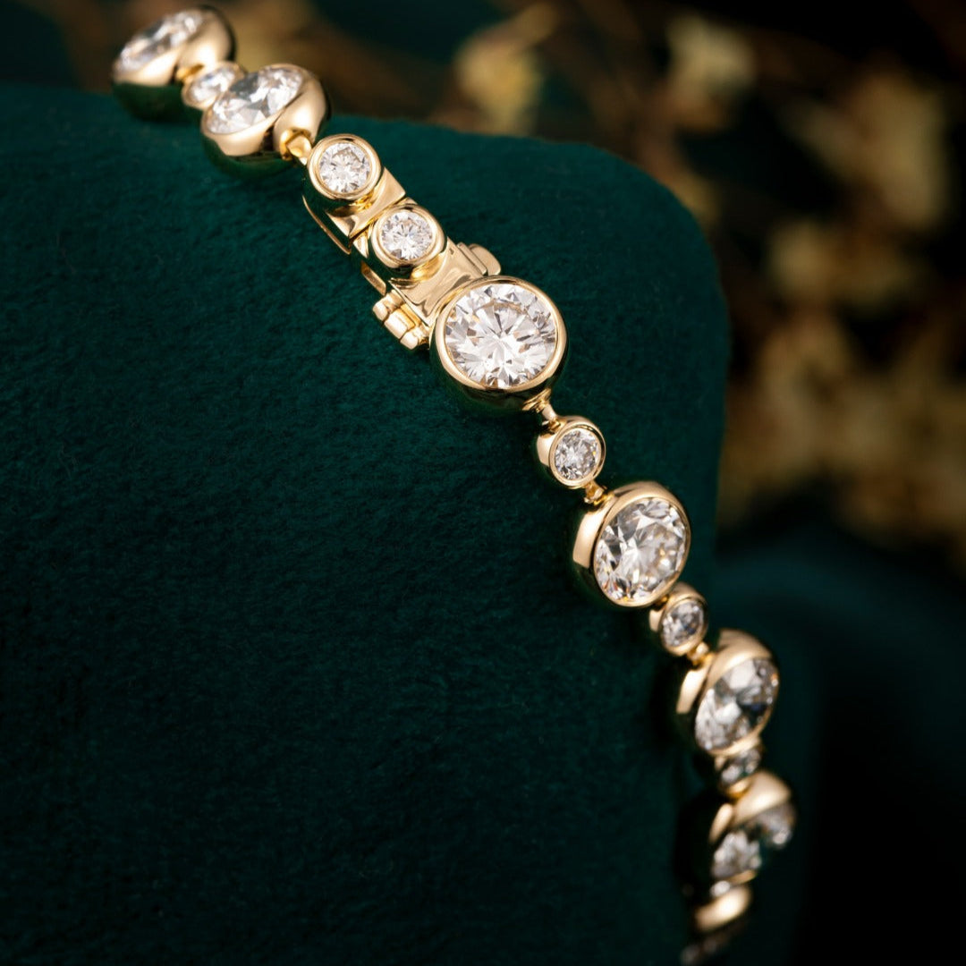 5.716 ct.tw Bubble Lab Grown Diamond Tennis Bracelet 6-7.5 Inch in 14k Yellow Gold