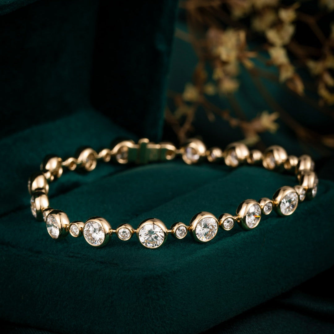 5.716 ct.tw Bubble Lab Grown Diamond Tennis Bracelet 6-7.5 Inch in 14k Yellow Gold