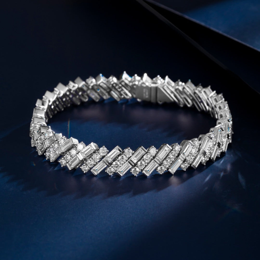 10.18 ct.tw Round & Baguette Lab Grown Diamond Tennis Bracelet  6-7.5 Inch in Platinum