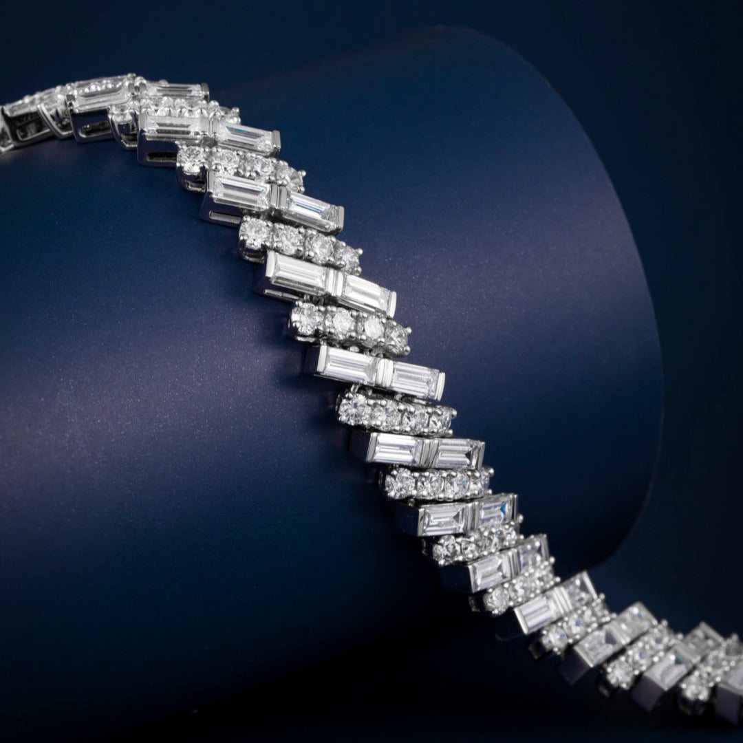 10.18 ct.tw Round & Baguette Lab Grown Diamond Tennis Bracelet  6-7.5 Inch in Platinum