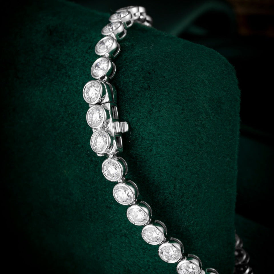 6.37 ct.tw Round Bezel Lab Grown Diamond Tennis Bracelet 6-7.5 Inch in 14k White Gold