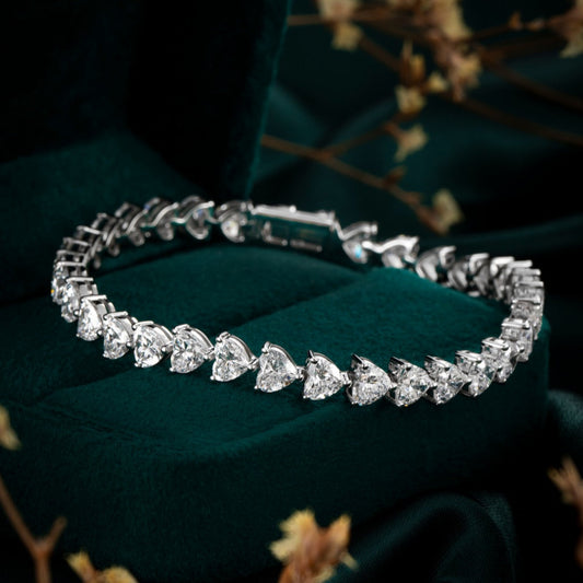 11ctw Heart cut Lab Grown Diamond Tennis Bracelet 6-7.5 Inch in Platinum