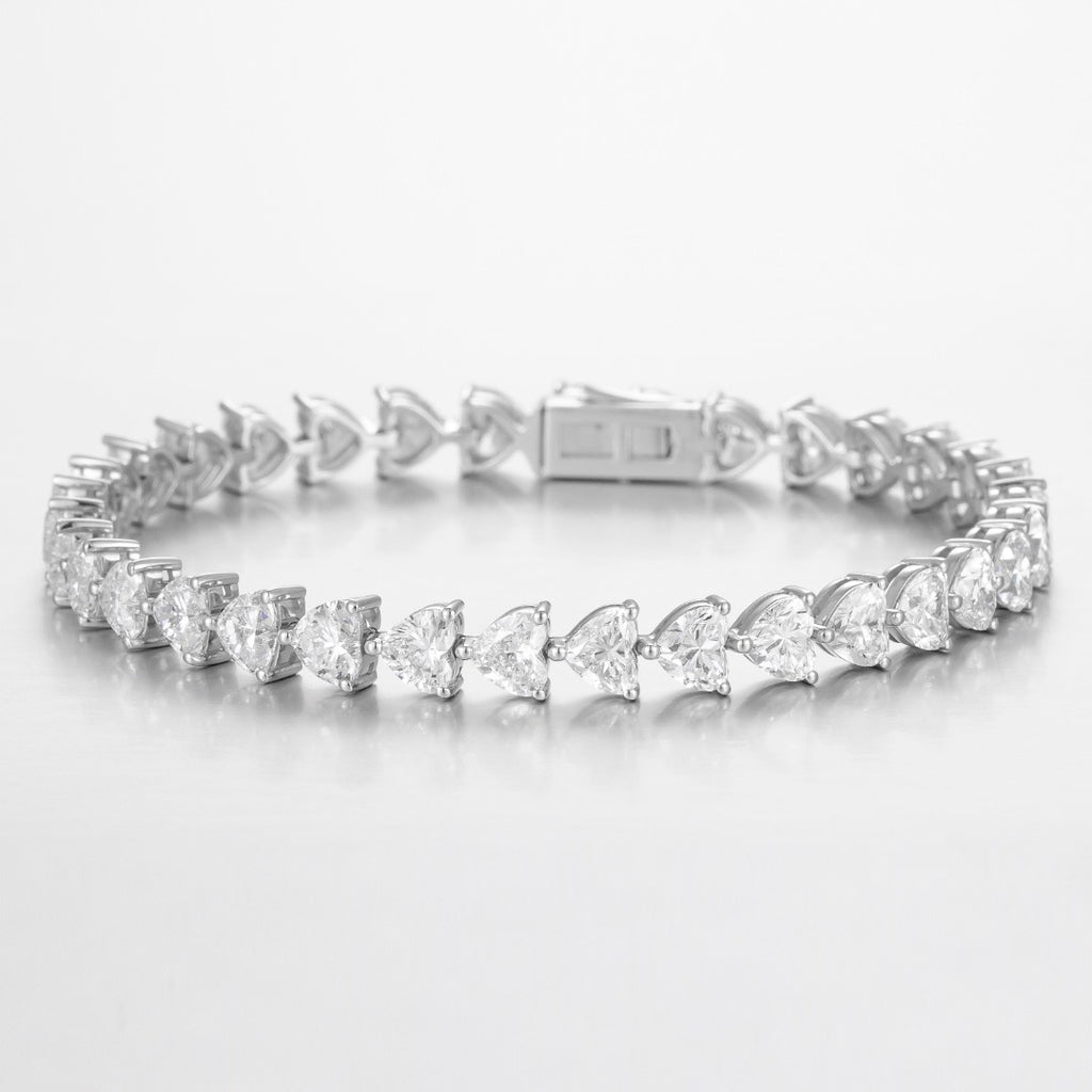 11ctw Heart cut Lab Grown Diamond Tennis Bracelet 6-7.5 Inch in Platinum