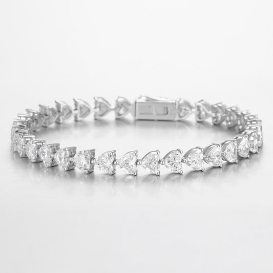 11ctw Heart cut Lab Grown Diamond Tennis Bracelet 6-7.5 Inch in Platinum