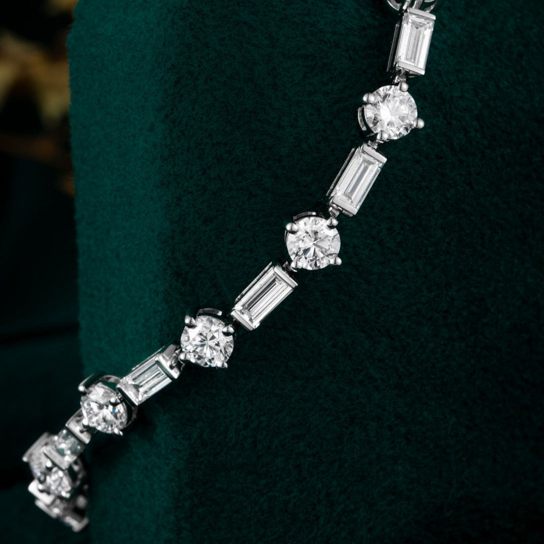 5.2 ct.tw Round and Baguette Lab Grown Diamond Tennis Bracelet 6-7.5 Inch in Platinum
