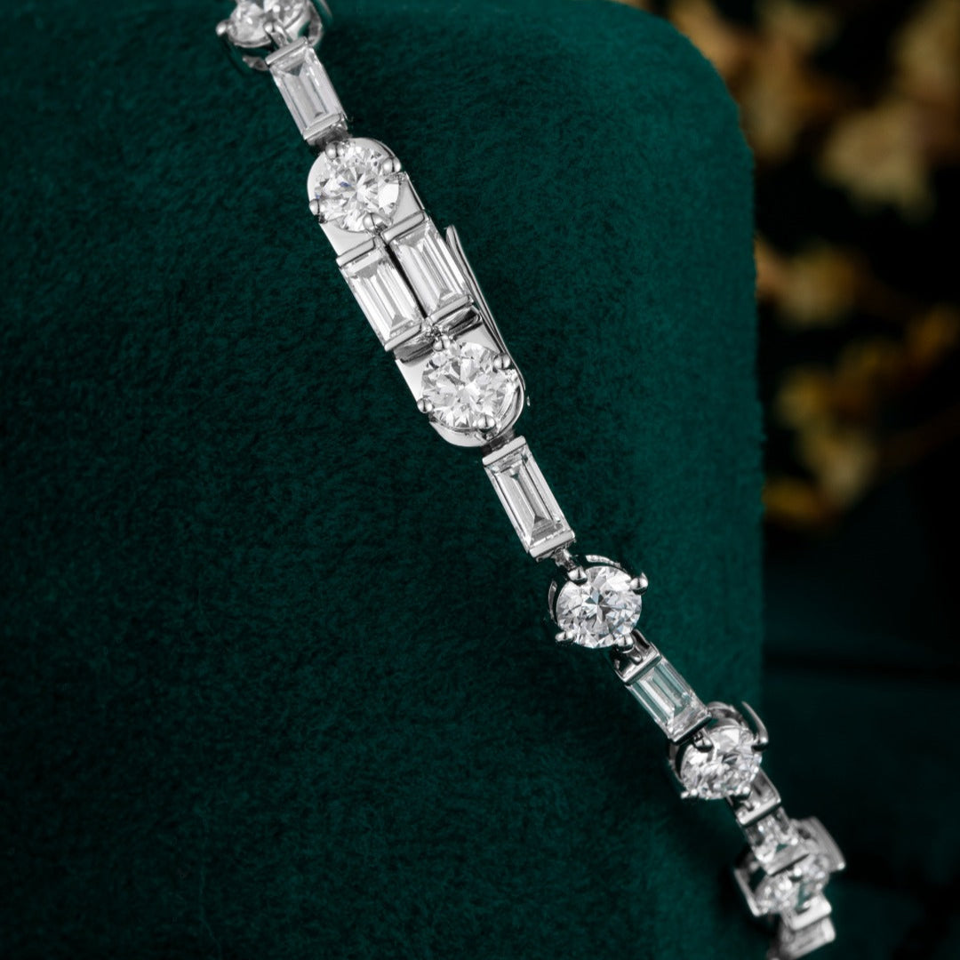 5.2 ct.tw Round and Baguette Lab Grown Diamond Tennis Bracelet 6-7.5 Inch in Platinum