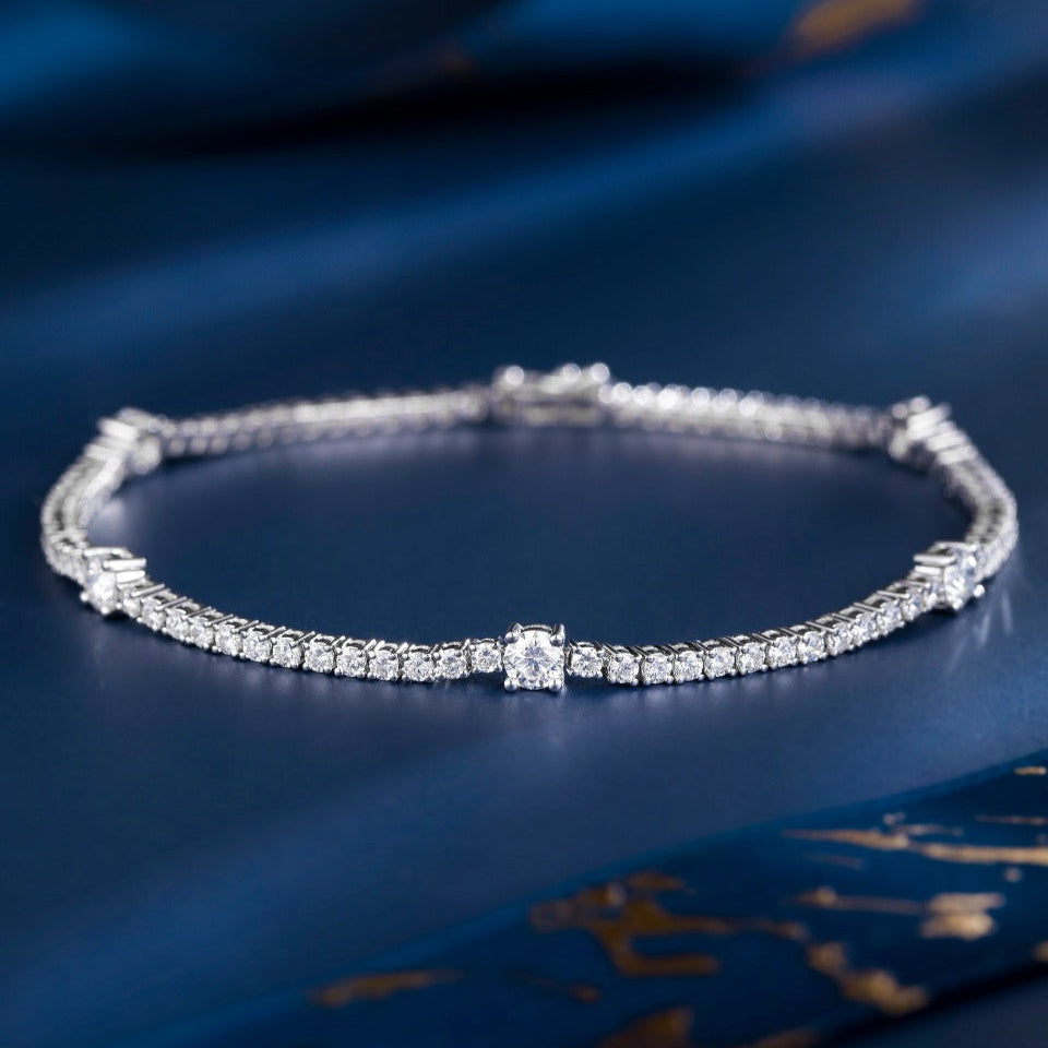 2.59ct.tw Round Station Lab Grown Diamond Tennis Bracelet 6-7.5 Inch in 14k White Gold