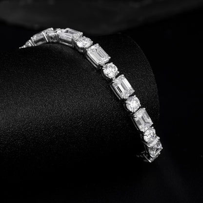 20 ctw Emerald& Round Lab Grown Diamond Tennis Bracelet 6-7.5 Inch in Platinum