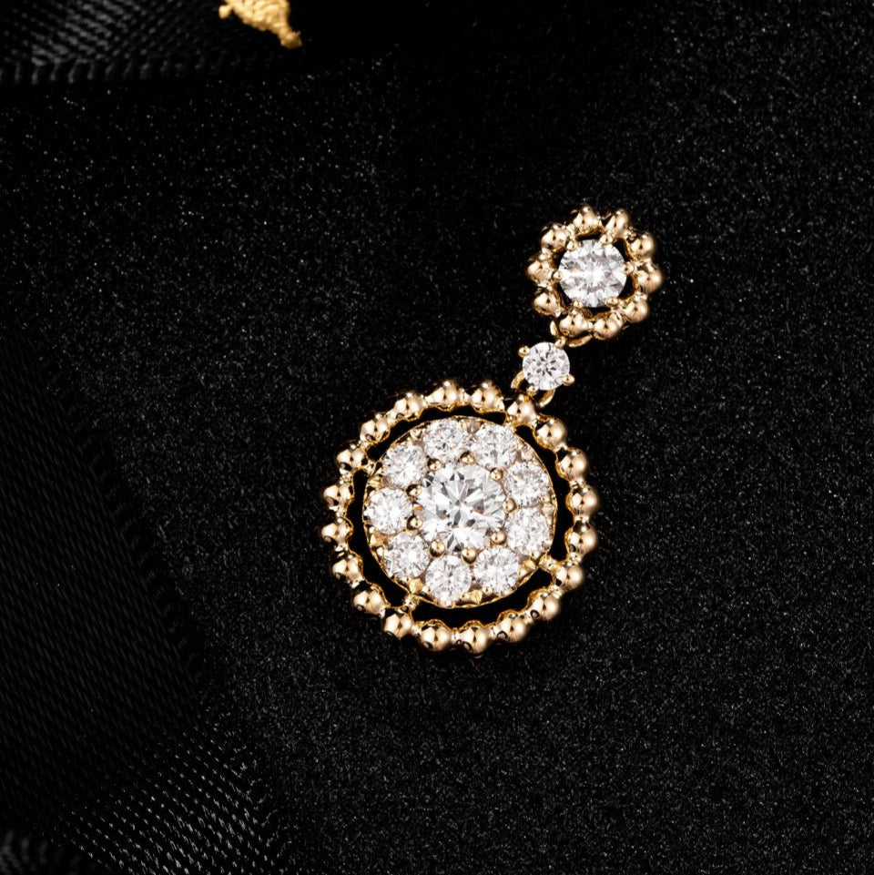 0.738ctw Vintage Round Halo Lab Grown Diamond Pendant in 14k Yellow Gold