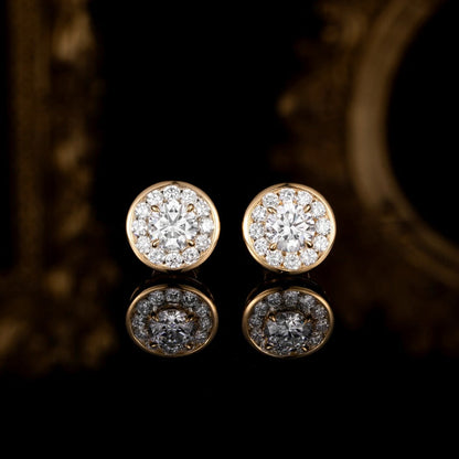 Bezel Round Halo Lab Grown Diamonds Earstuds (Pair)