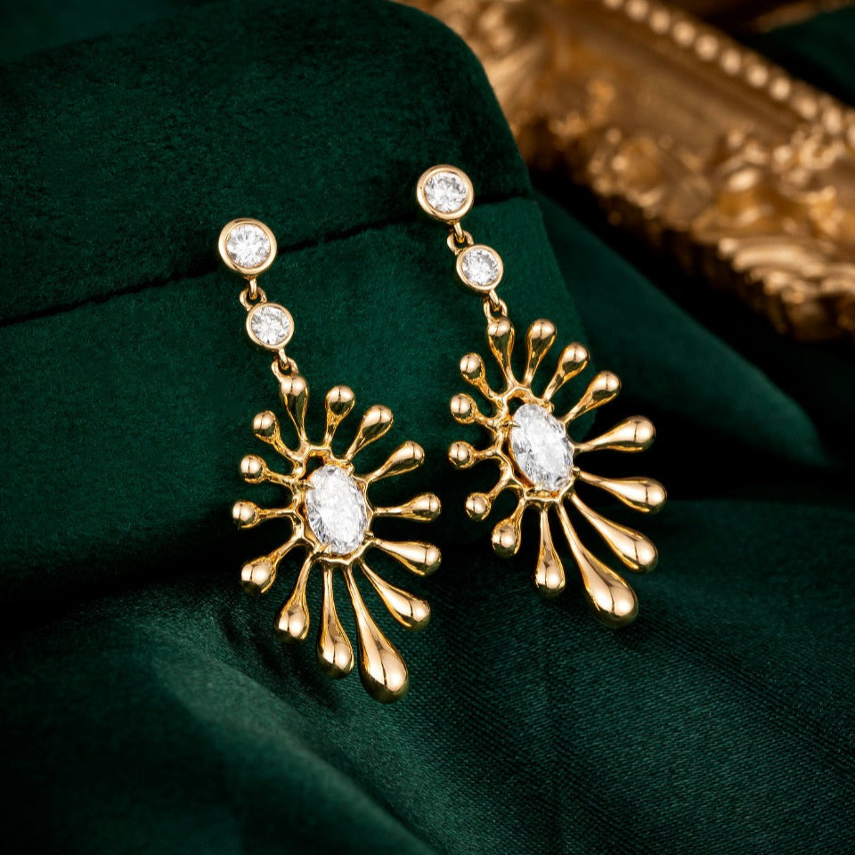 Glowing Oval Lab Grown Diamonds Earstuds (Pair)