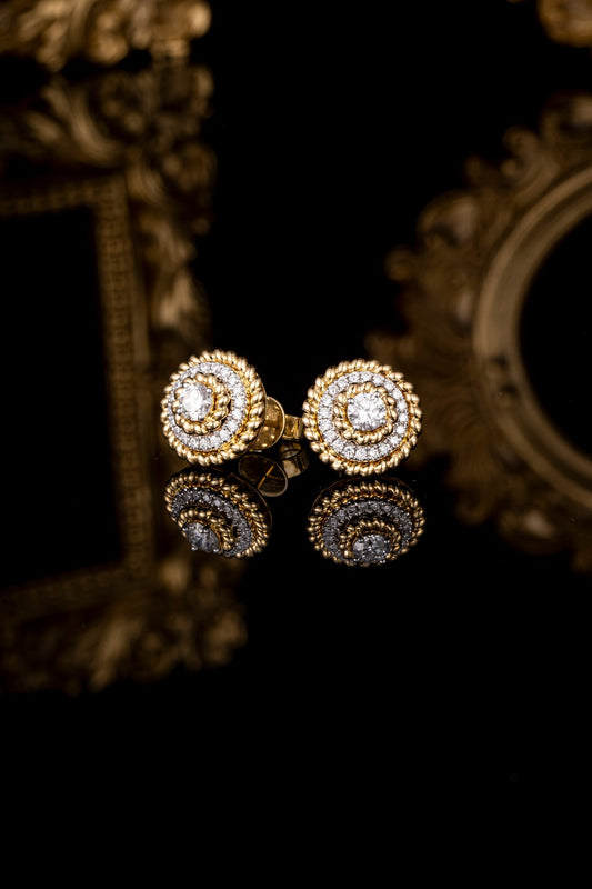 Contemporary Round Halo Lab Grown Diamonds Earstuds (Pair)